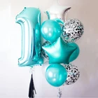 32-дюймовые бирюзовые строительные цифровые воздушные шарики 0-9, украшения для вечеринки в честь Дня Рождения, Большие Гелиевые шарики конфетно-синего цвета