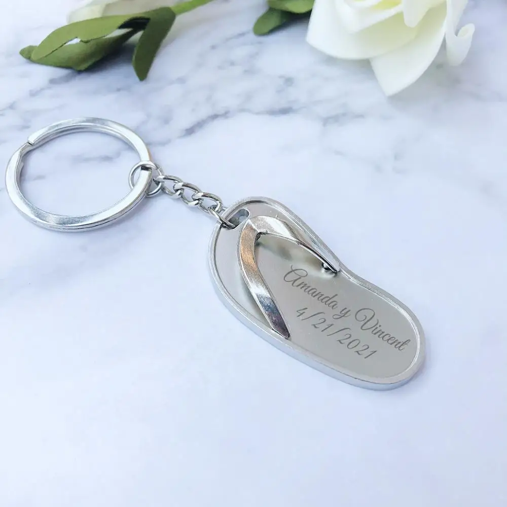 Персонализированный свадебный брелок с гравировкой мини-флип-флоп