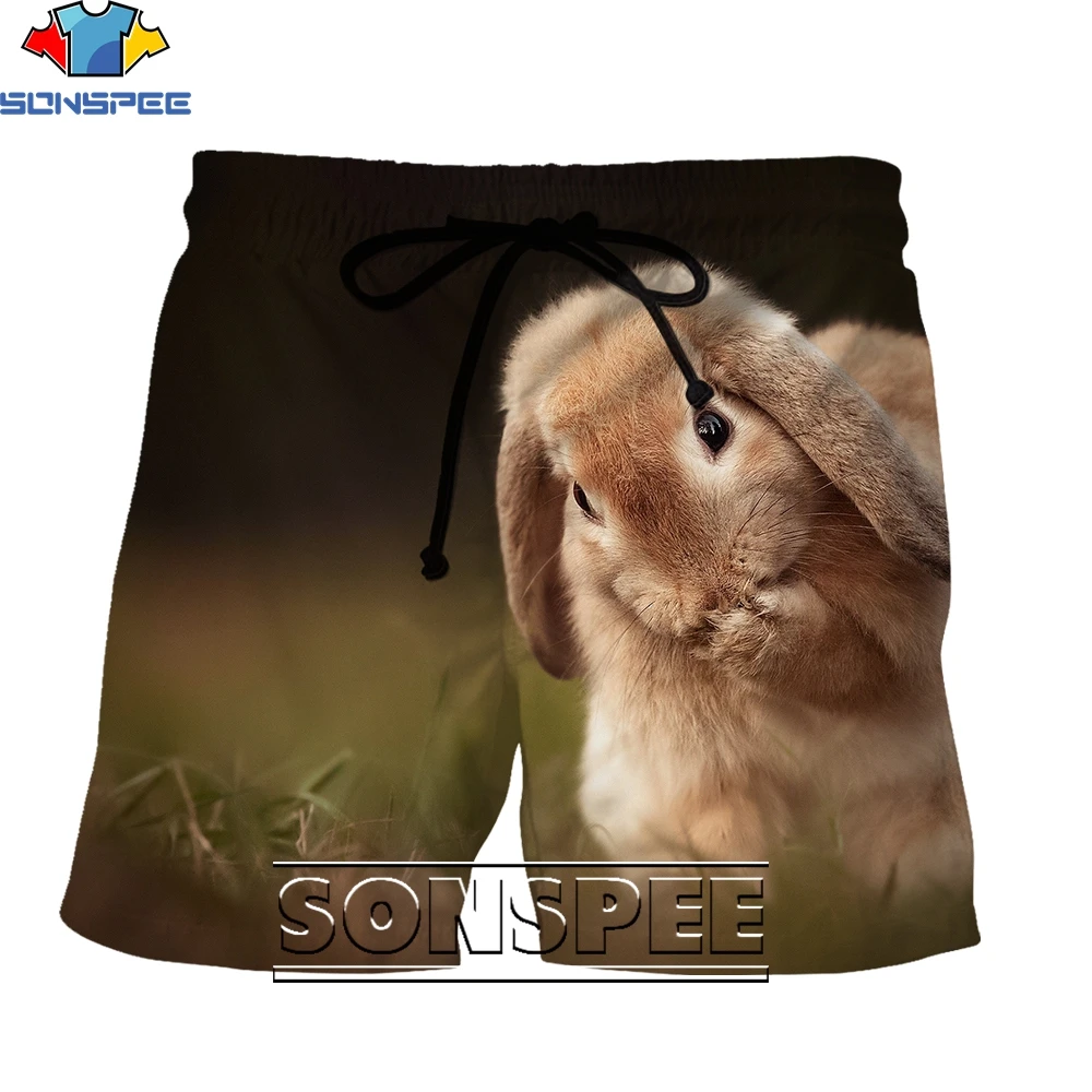 

SONSPEE 3D Printing Rabbit Animal Summer Men's Women's Sports Shorts Casual Beach Pants Cute Fashion Trend Street Personality