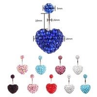 women fashion piercing pink color crystal heart belly navel ring dangle personality body jewelry accessories