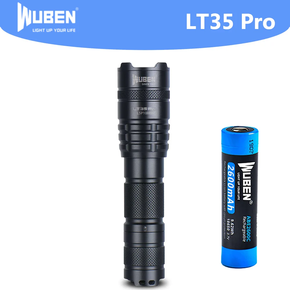 

WUBEN LT35 Pro Zoomable Flashlight XPL2-V6 LED max 1200 lumen 3.7V beam throw 200 meter USB Rechargeable Torch 2600mAh battery