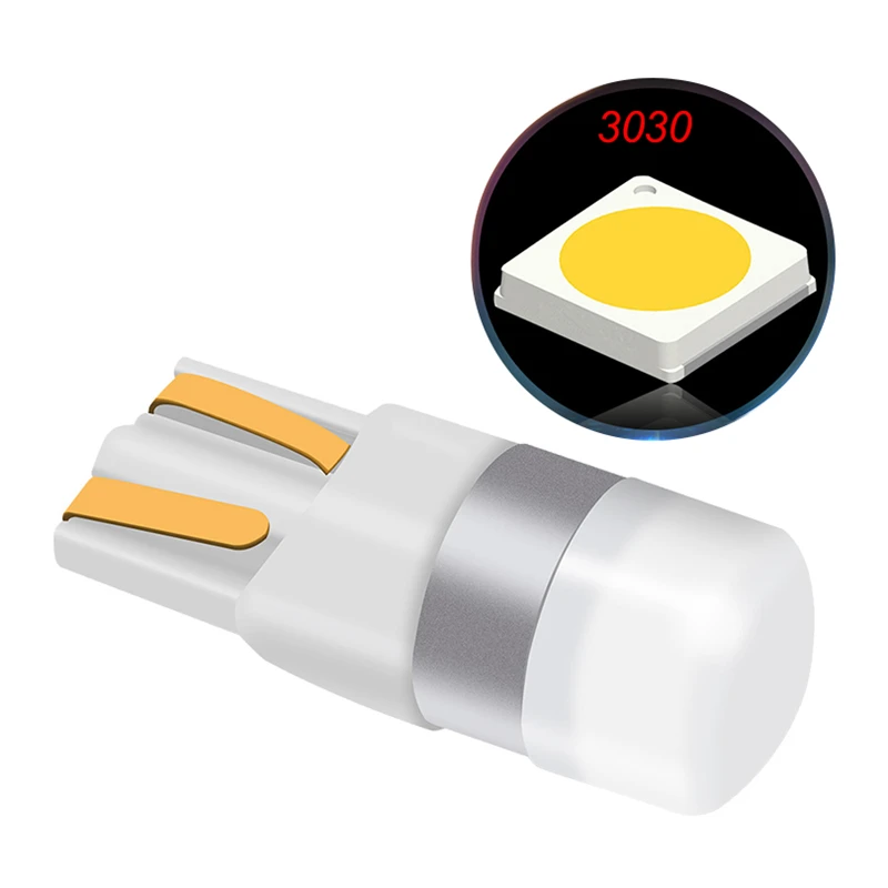 100 шт. лампа светодиодная T10 W5w 1 автомобиль 3030 SMD 194 168 огни очистки чтения интерьер авто лампа багажника 12В 6000K включены.