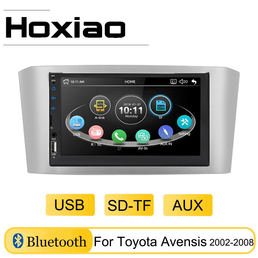 Автомагнитола 2DIN 7 дюймов для Toyota Avensis 2002 2008 2003 2004 2005 2006 2007 USB AUX SD TF Bluetooth |