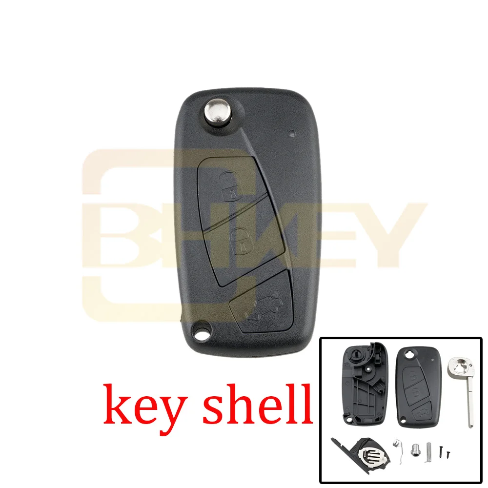 Black key shell BHKEY 3 кнопки дистанционного ключа автомобиля для Fiat 433 МГц ID46/PCF7946 чип для Fiat 500 панда идея Punto Stilo Ducato ключи автомобиля - Цвет: Black key shell