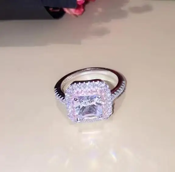 

Женское кольцо с платиновым покрытием T1035, обручальное кольцо с квадратным камнем 5 А, с центральным камнем 7 мм, ювелирное украшение для свад...