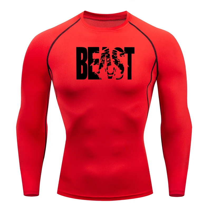 

Beast Gym T shirt Men Fitness Sport Running T-Shirt Male Bodybuilding Workout Skinny Tees Quick dry Breathable Compression shirt