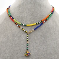 boho sweater chain necklace colorful czech rice beads clavicle chain color soft polymer clay beads choker necklace beach jewelry