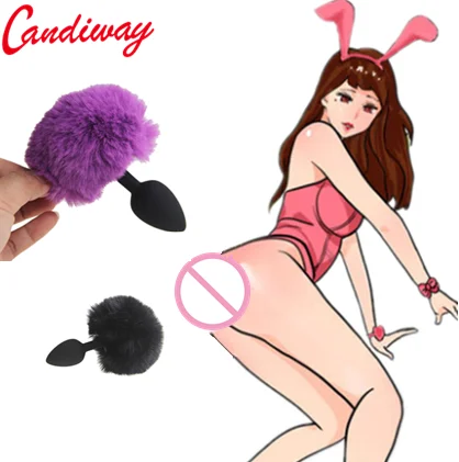 Candiway Furry Rabbit Tail Bullet Anal Plug Lesbian Masturbation G-spot Stimulation Butt Sex Toys For Women 1PC |