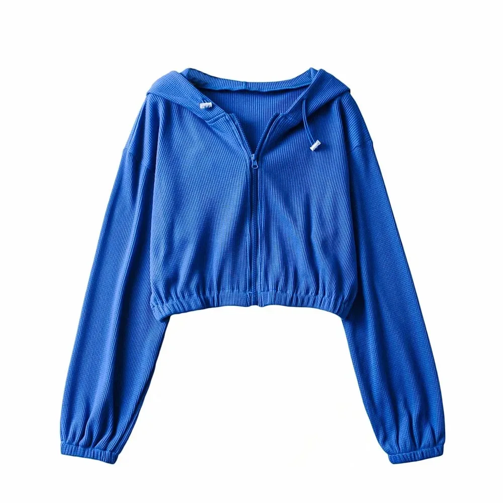 

Newest Women Crop Tops Korean 2021 Autumn Short Hoodie Loose Zipper Casual Sweatshirt Hooded Clothes Moletom Feminino