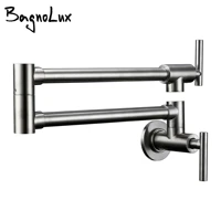 black brushed chrome brass wall mounted pot filler faucet swivel folding retractable rotary stretch sink tap kitchen faucet