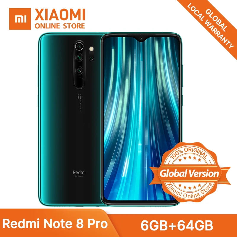 Глобальная версия смартфона Xiaomi Redmi Note 8 Pro 6 ГБ 64 4500 мАч большая батарея Helio G90T