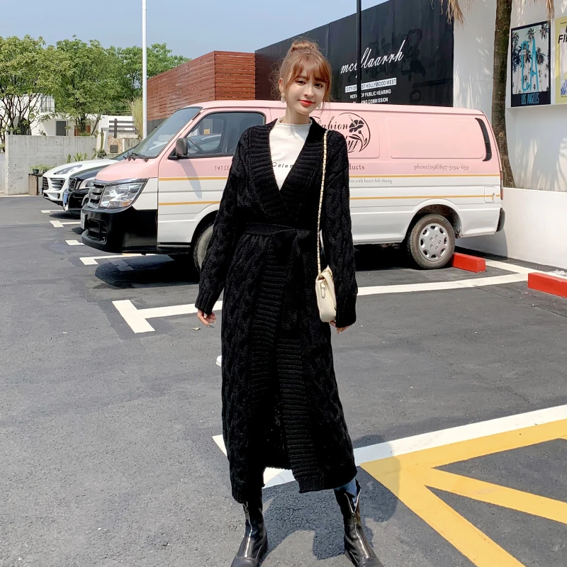 Женский вязаный свитер с бантом GALCAUR Повседневный v-образным вырезом и длинным