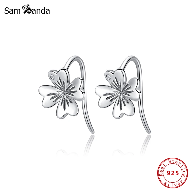 

Женские серьги из серебра 100% пробы, с четырьмя листьями