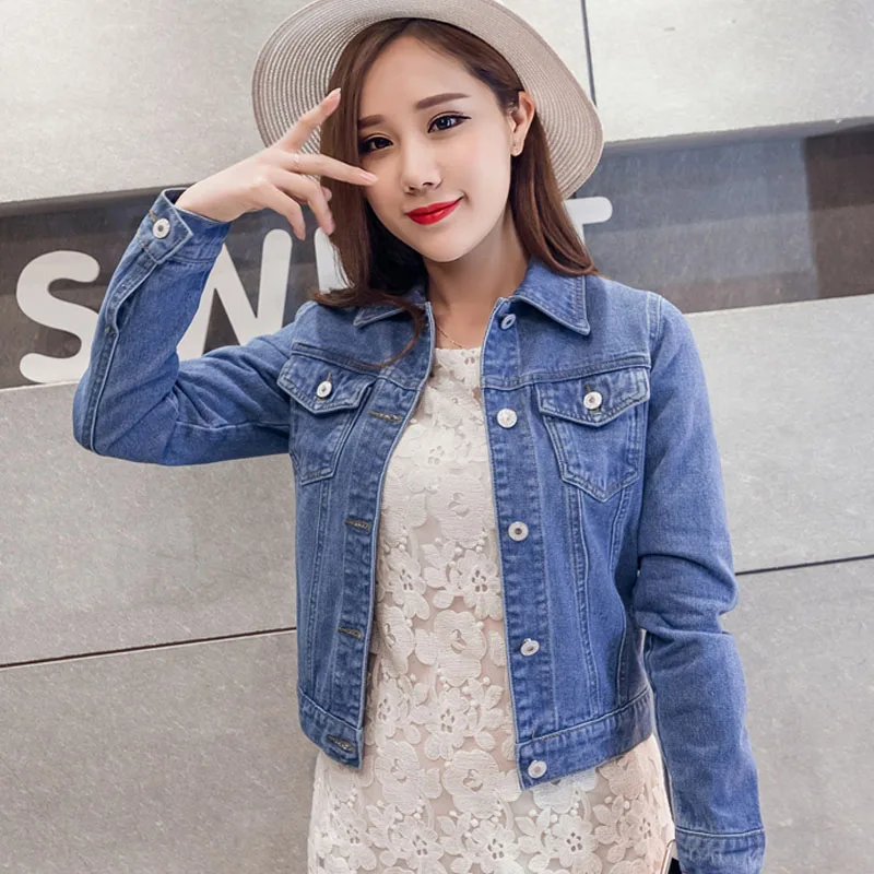 New Long Sleeve winter Slim White Black Jeans Top For Women Solid Denim Jacket Women Short Overcoat Ladies Jackets Tops 4866 50
