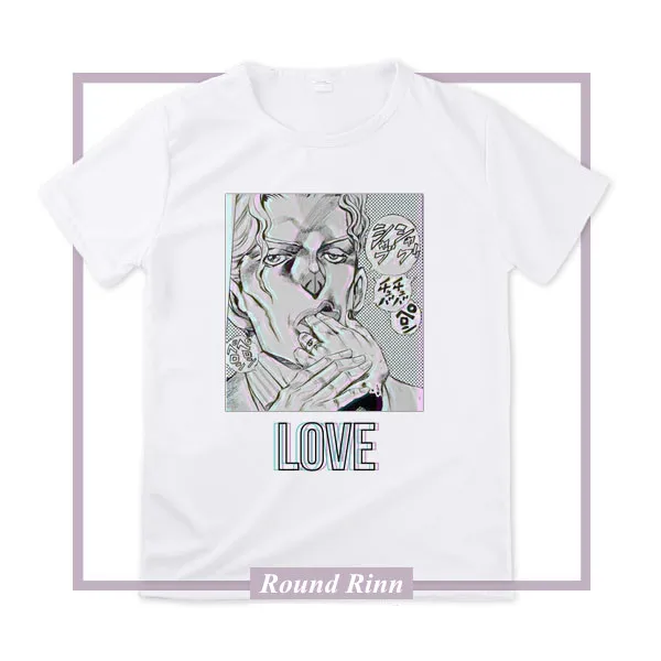 Футболка с принтом Необычные приключения Джоджо белый топ короткими рукавами