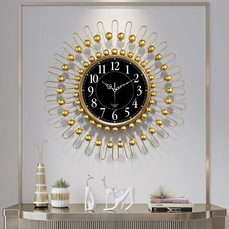 

Modern Art Wall Clock Fashion Creative Metal Living Room Luxury Wall Clock European American Reloj De Pared Home Decor 60wcS
