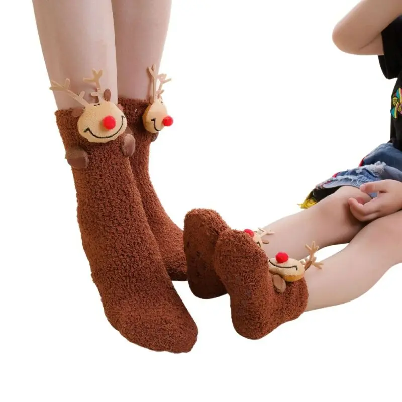 Рождественские носки для всей семьи теплые зимние девочек и женщин мягкие