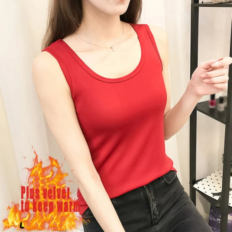 Зимнее термобелье женские топы Золотой бархатный жилет плюс кашемировая Толстая