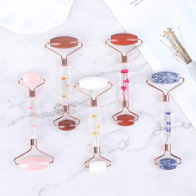 1 шт. Натурального Розового Кварца лица нефрита каменный ролик Красота