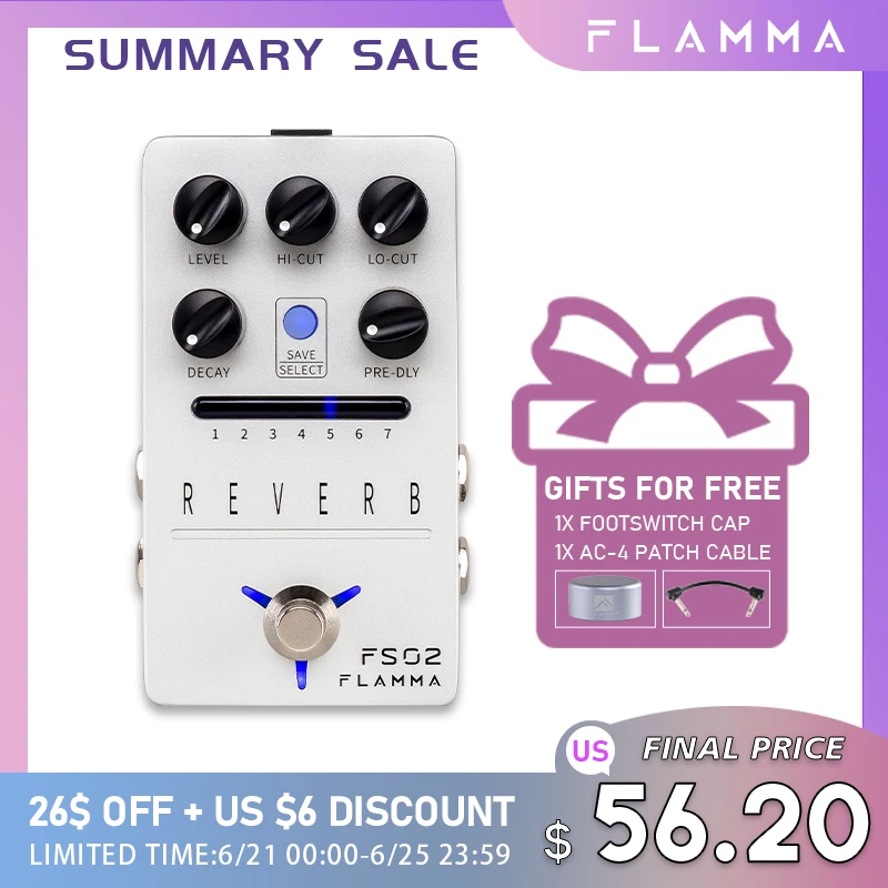 FLAMMA FS02 педаль реверберации стерео эффектов для электрической гитары