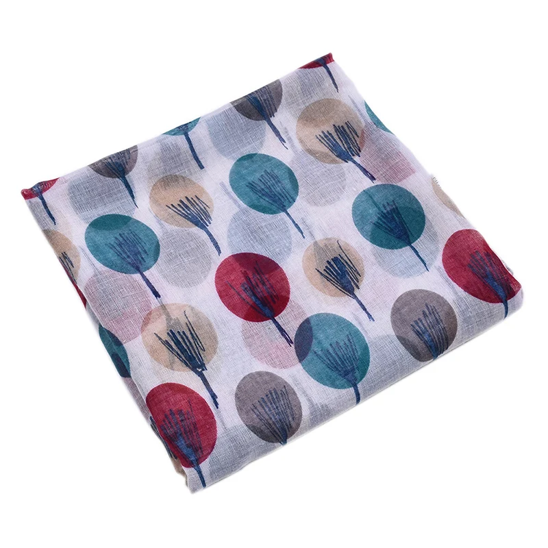 

Spring Autumn Ladies Scarf Fashion Lucky Tree Print Balinese Yarn Soft Neck Guard Sunscreen Collars Print Decorative Shawl F26