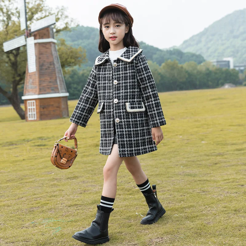

Woolen Girls Baby's Kids Coat Jacket 2021 Beautiful Warm Thicken Winter Autumn Cotton Pocket Buttons Outerwear Children's Clothi