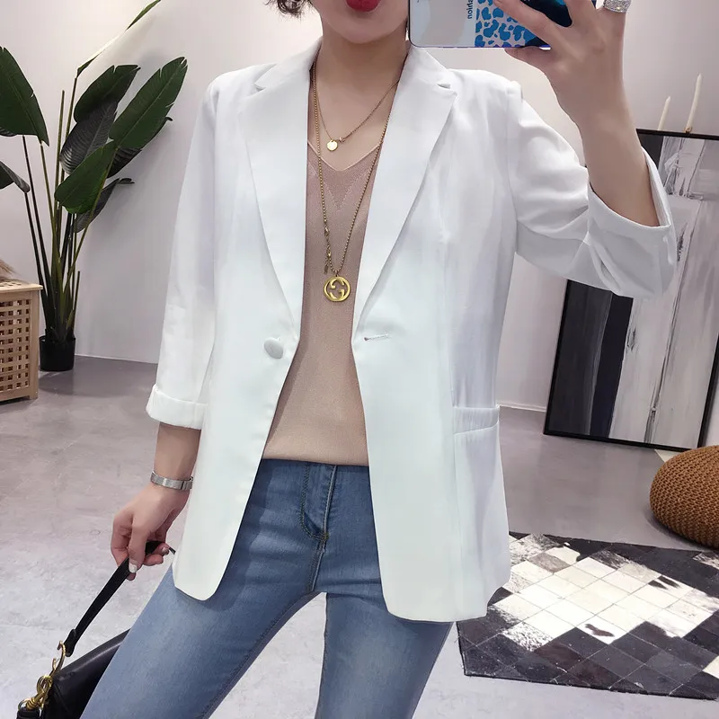 Новый весенне-осенний хлопковый и льняной маленький костюм корейский Модный