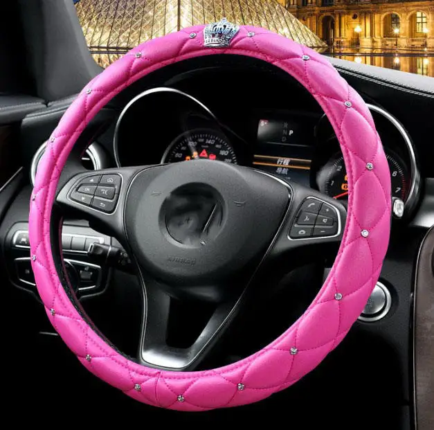 

Crystal crown inlaid four seasons car steering wheel cover with drill