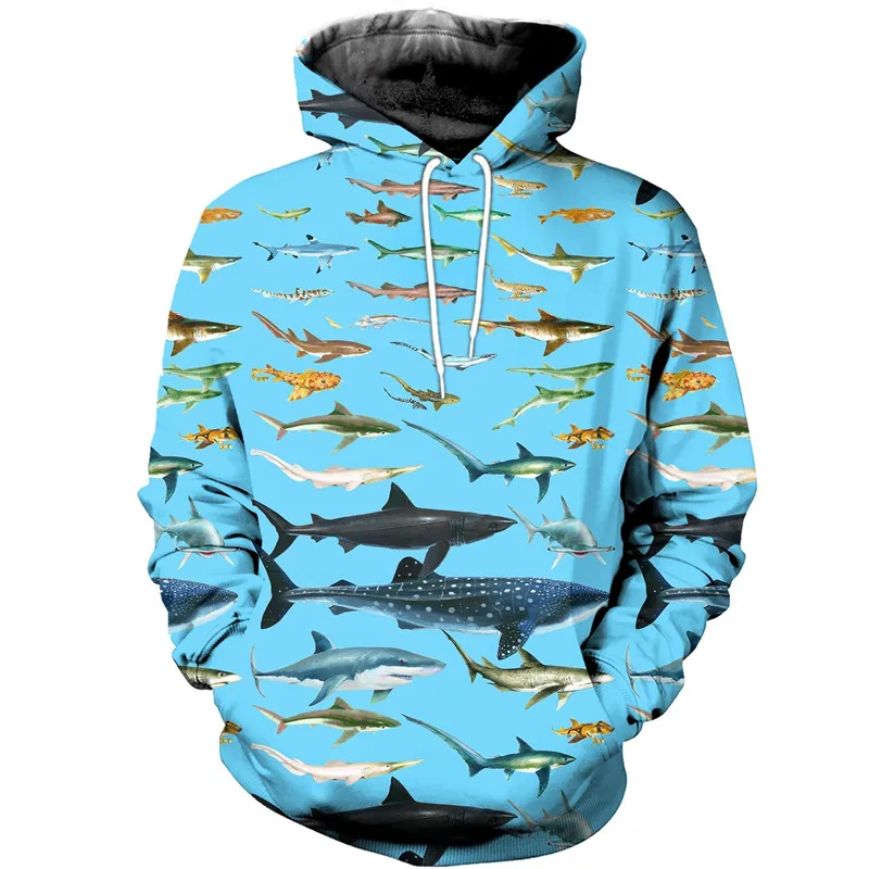 

Модная Повседневная Уличная толстовка на молнии в стиле хип-хоп с 3D-принтом акулы, толстовка с капюшоном