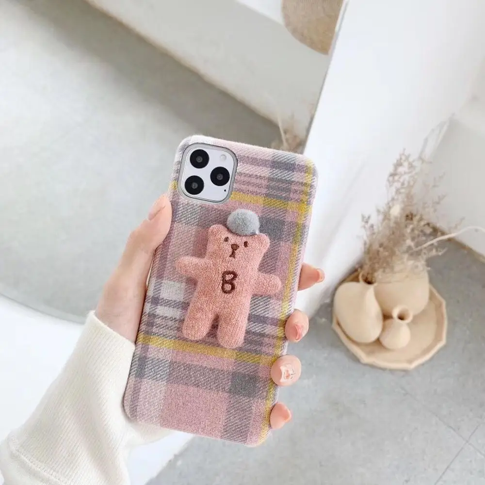 ORYKSZ 3D Ткань текстуры медведь чехол для телефона iphone 11 11Pro Max XR X Xs 7 8 6 6s plus ультра