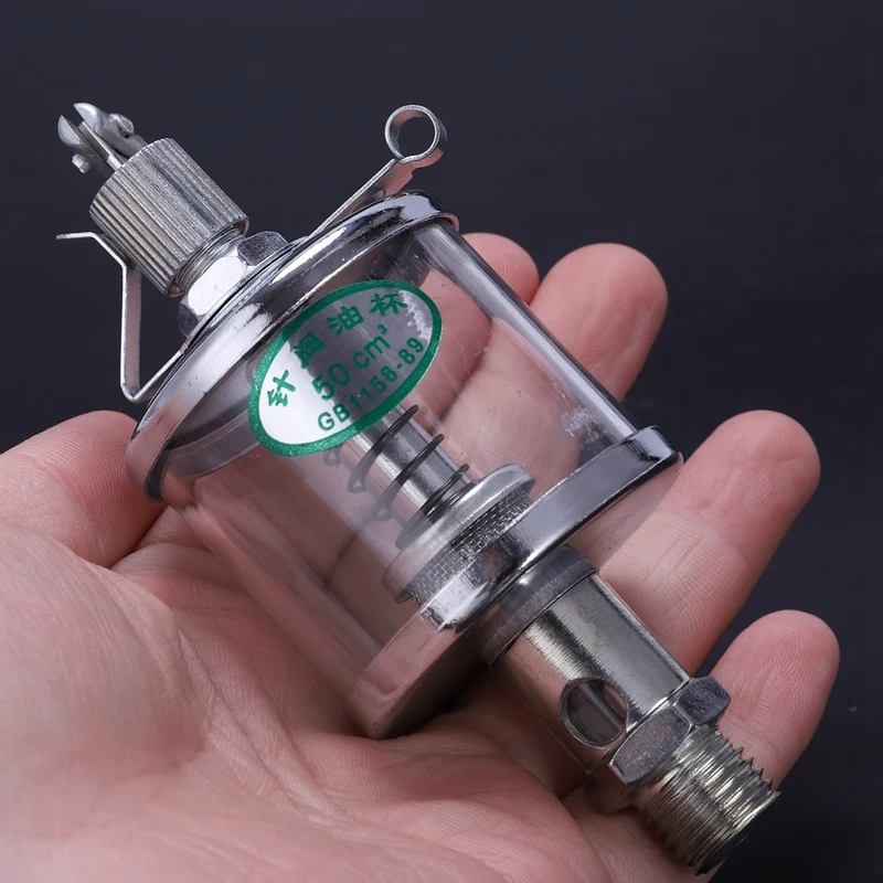50mL Engine Machine Lubricator Oil Gravity Drip Feed Oiler Clear+Silver |