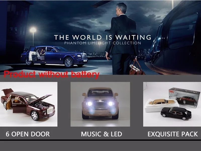 1:24 литая под давлением модель автомобиля из сплава Rolls Royce Phantom Металлический Игрушечный Автомобиль колеса симулятор звуковой светильник вытяжной автомобиль коллекция детский подарок