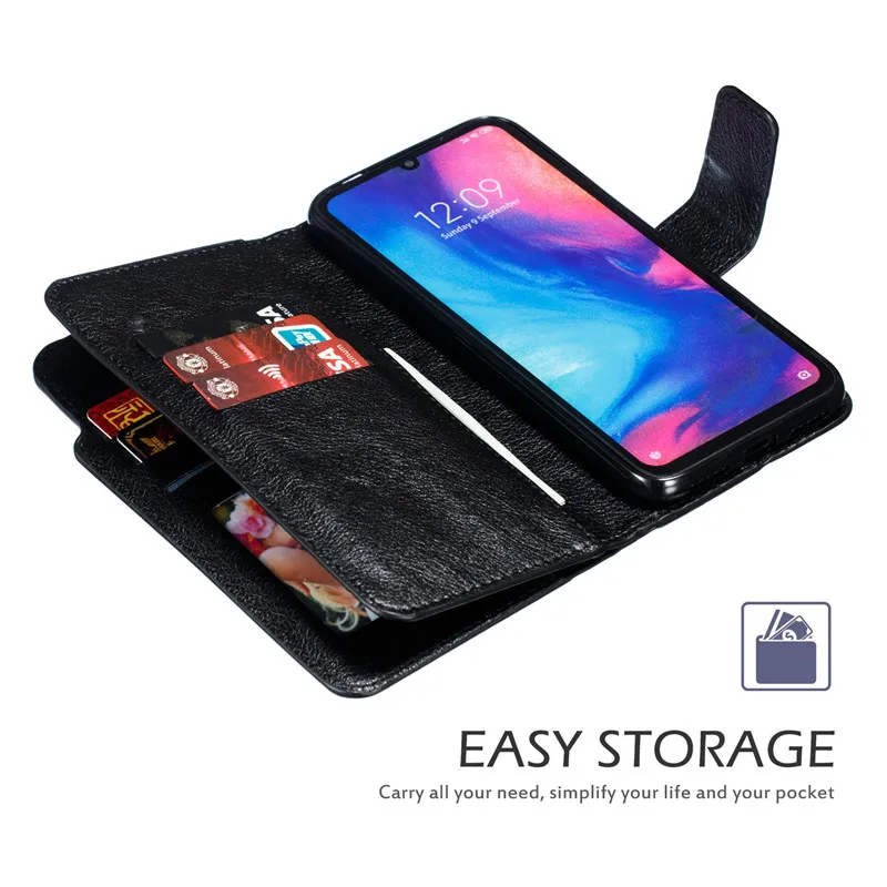 Для Xiaomi Redmi Note 7 кожаный чехол флип карта кошелек Магнит для делового телефона Pro