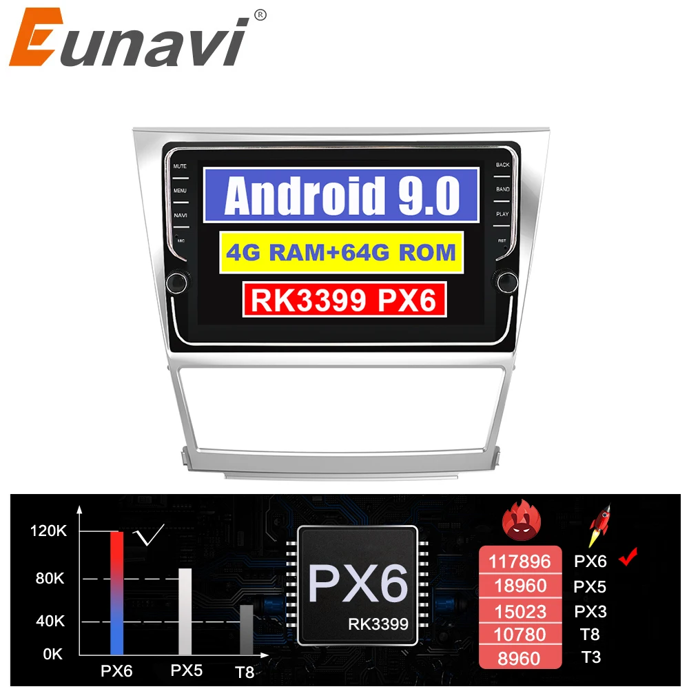 Eunavi ips TDA7851 Android 9 автомобильный Радио gps навигация для Toyota camry 2007 2008 2009 2010 2011 Мультимедиа стерео плеер без dvd