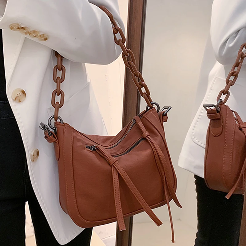 

Luxury Chain Crossbody Shoulder Bags for Women 2021 Fashion High Quality Pu Leather Designer Handbags Female Travel Soft Pack