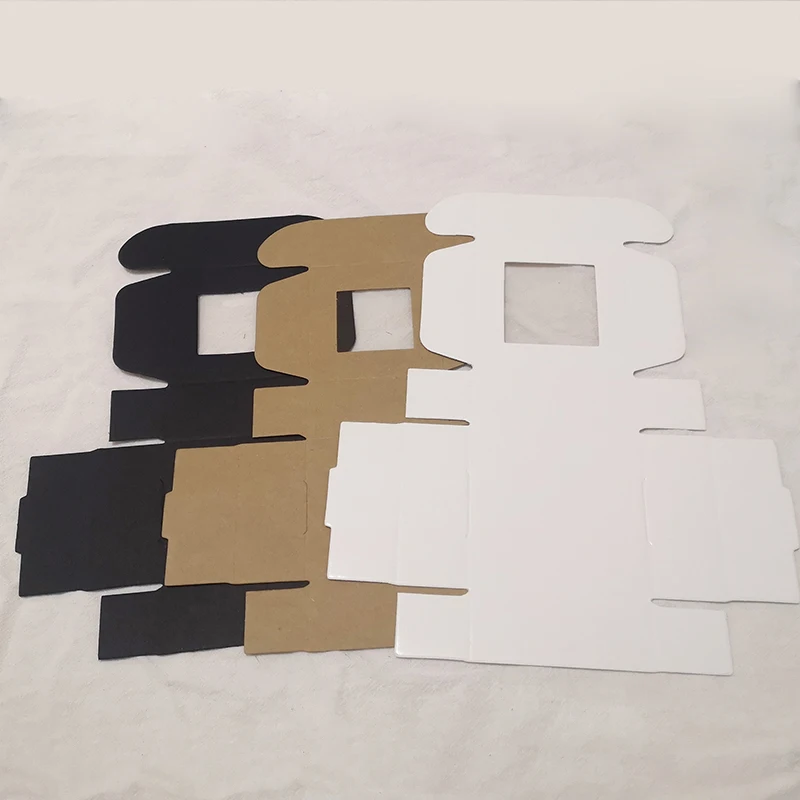 10 шт. крафт Бумага коробка с прозрачным окном Коричневый и белый цвет Праздничная