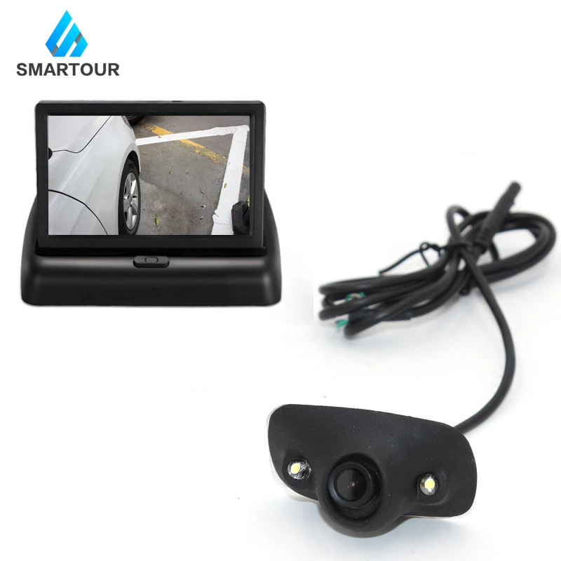 Smartour HD водонепроницаемый парковочный монитор система 2 светодиодный ночного видения Автомобильная камера заднего вида 4,3 дюймов зеркало заднего вида спереди/сбоку/Lef