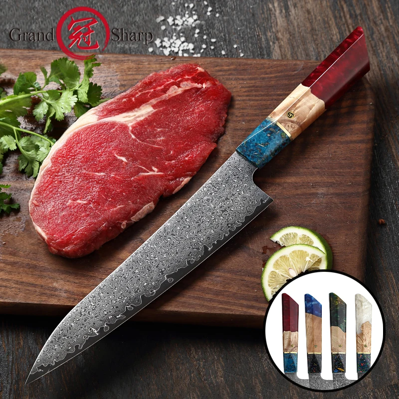 

9 Inch Gyutou Japanese Knives 67 Layers Damascus Steel Cleaver Sashimi Chef Kitchen Knives With Resin&Wood Handle Gift Box