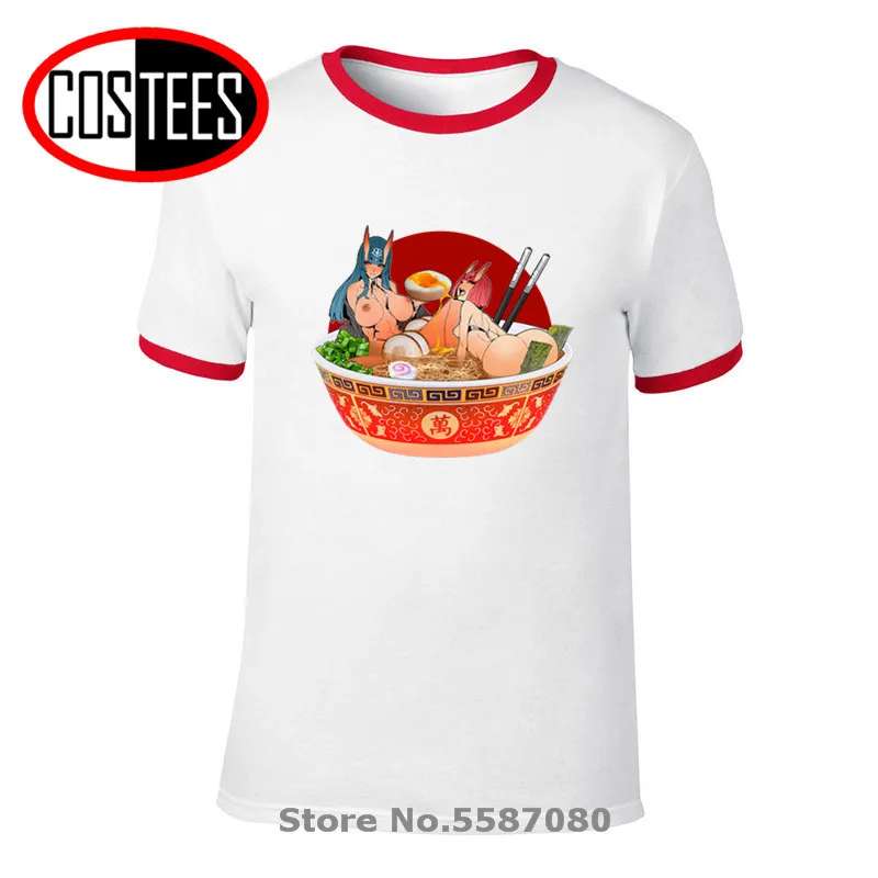 Карикатура японского аниме Otaku Сексуальная футболка для девушек Oni рамен Мужская