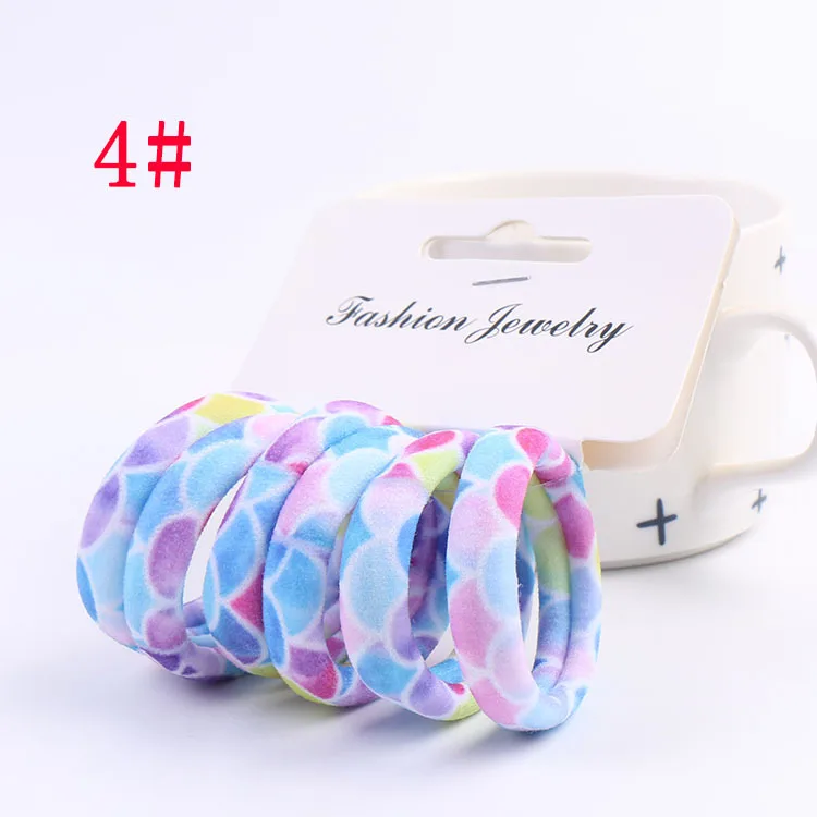 

6pcs/set Girls Cute Colorful Basic Elastic Hair Bands Tie Soft Printed Ring Rubber Bands Children Fashion Hair Accessories
