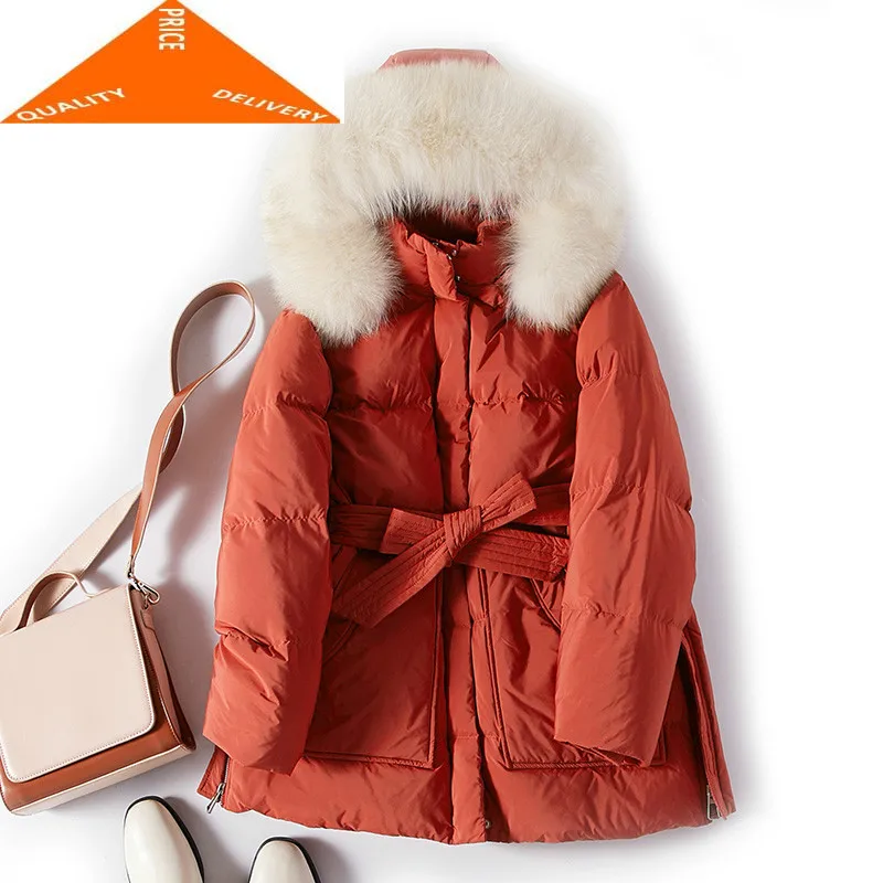 Женская куртка с капюшоном зимняя плотная теплая на утином пуху из натурального