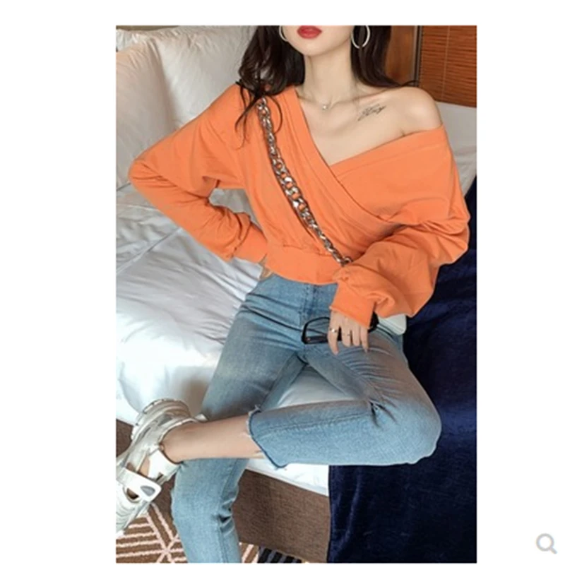 

Sexy Sweatshirt Hoodies Women Pullover Off Shoulder Riverdale Roupas Cross Ruffles Short Sweatshirts Fashion 2020 Women Clothing