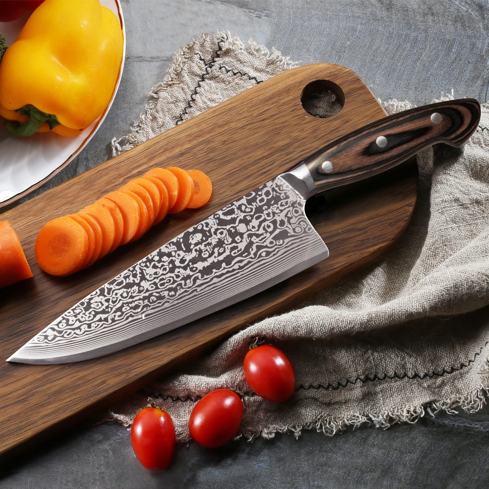 FANGZUO 5PCS Kitchen Knife Set Stainless Steel Blades Damascus Laser Chef Sets Santoku Utility Paring Cooking Tools | Дом и сад