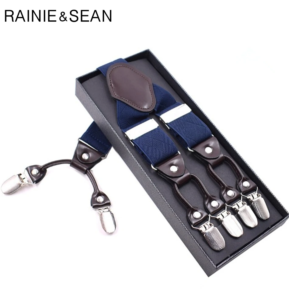 Подтяжки RAINIE SEAN мужские свадебные винтажные однотонные 3 5 см с 6 зажимами Y