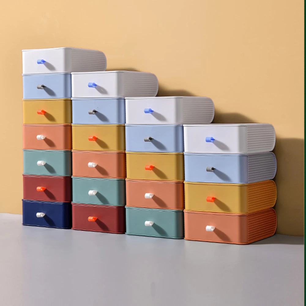 

Desktop Organizer Drawer Makeup Storage Box Stackable Jewelry Container Large Capacity Mask Office Storage Medicine Case Box