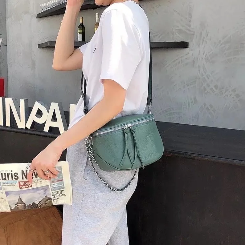 

free shipping 2020 the new style fashion cute genuine cow leather women one shoulder bag crossbody bag23 cm7 color