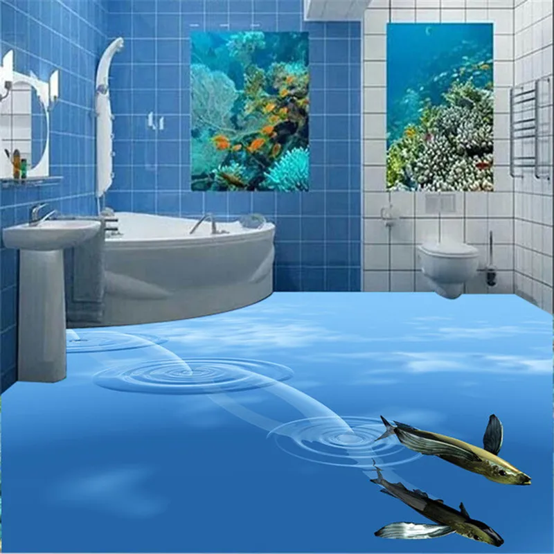 

BEIBEHANG Large custom water fish floor wallpaper non - slip waterproof thick wear - resistant self - adhesive paper painting
