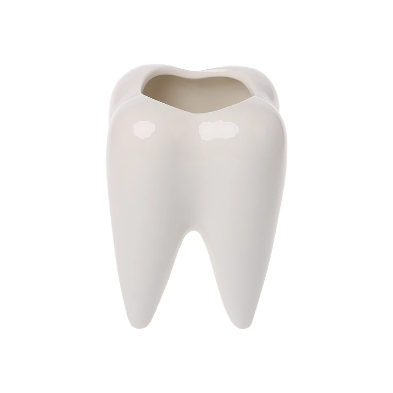 Керамический цветочный горшок в форме зуба зеленый Растительный для суккулентов