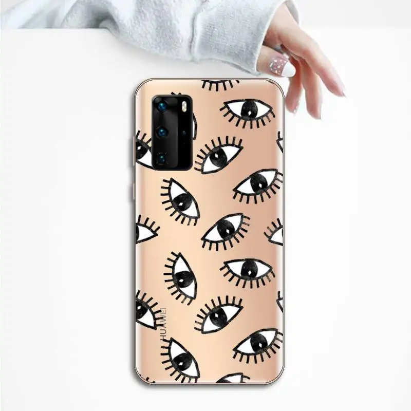 

Funny Cute Eyes Novelty Phone Case Transparent for huawei honor P 40 30 20 lite Pro 10 i 8 9 x p smart 2019