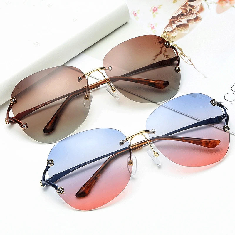 Дикие UV400 Модные солнцезащитные очки без оправы океанские морские градиентные